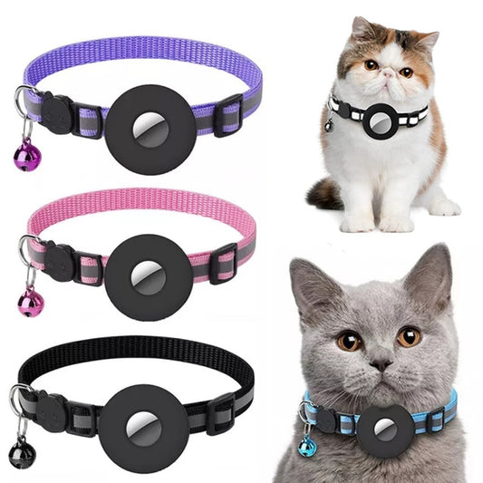 Reflective Collar Waterproof Holder Case For Airtag Air Tag Airtags Protective Cover Cat Dog Kitten Puppy Nylon Collar - Barkinggooddeals